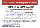 ESTANCIA VIEJA:  CUOTA ÚNICA VENCE EL 4/3
