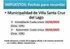 DATOS ÚTILES. VENCIMIENTOS EN Villa Santa Cruz del Lago