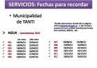 TANTI: CRONOGRAMA DE PAGO AGUA 2022