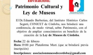 Conferencia Dr. Eduardo Berberián. "Patrimonio Cultural y Ley de Museos" 