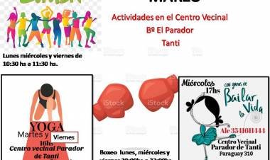 ACTIVIDADES DE MARZO EN EL CENTRO VECINAL EL PARADOR