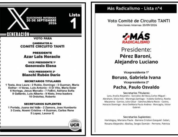 LOS  U.C.R. DE TANTI: EL DOMINGO VOTAN NUEVAS AUTORIDADES