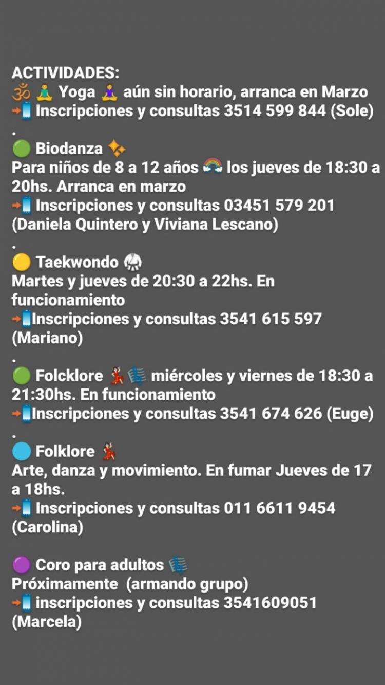 BIBLIOTECA POPULAR "ROSA AREAL DE MOLINA" /TALLERES