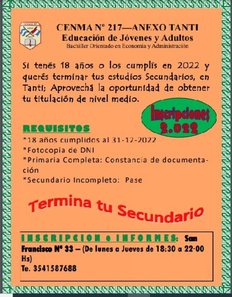 CEMMA EN TANTI. INSCRIPCIONES 2022