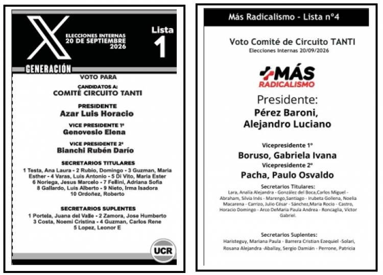 LOS  U.C.R. DE TANTI: EL DOMINGO VOTAN NUEVAS AUTORIDADES